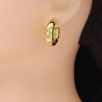 Gold Silver Hollow out Heart Thick Hoop Earrings, Sku#LD566