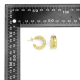 Gold Silver Two Lines Huggie Earrings, Sku#LD567