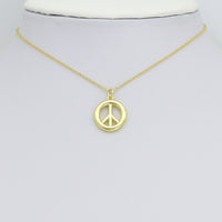 Gold Peace Sign Charm Pendant, Sku#L729