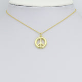 Gold Peace Sign Charm Pendant, Sku#L729