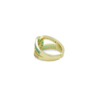 Pink Green Clear Baguette CZ Cross Link Adjustable Ring, Sku#LD653