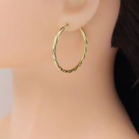 Gold Hammered cut Everyday Hoop Earrings, Sku#LD568