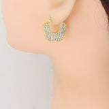 Clear CZ Flower Shape Hoop Earrings, Sku#L732