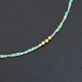 2mm Yellow Blue white Gemstone necklace, EF570