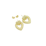 Gold Silver Hammered Double Heart Earrings, Sku#LD569