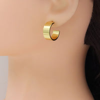 Plain gold Huggie Earrings, Sku#LD570