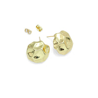 Gold Silver Hammered Curved Half Ball Stud Earrings, Sku#LD571