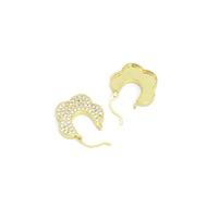 Clear CZ Flower Shape Hoop Earrings, Sku#L732