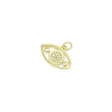 CZ White Pearl Gold Evil Eye Charm, Sku#Y935
