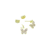 Purple CZ Butterfly Shape Stud Earrings, Sku#LX812