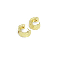 Hammered Gold Thick Hoop Earrings, Sku#LD574