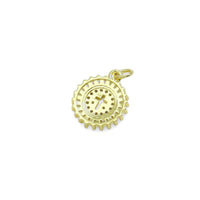 Baguette CZ hollow Out Cross Coin Charm, Sku#LD540