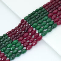 Red Green Jade Rice Faceted Beads, Sku#U2168