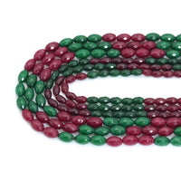 Red Green Jade Rice Faceted Beads, Sku#U2168