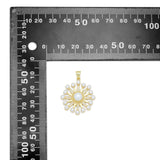 CZ Pave Gold White Pearl North Star Charm Pendant, Sku#LX627