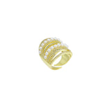 CZ White Pearl Chunky multic Lines Statment Ring, Sku#A185