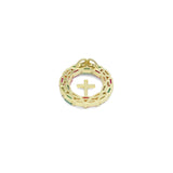 Baguette CZ Pave Gold Cross Circle Pendant, Sku#LX628