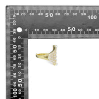 Clear CZ Gold Silver White Pearl Peacock Adjustable Ring, Sku#A186