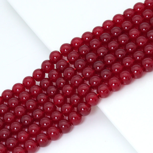 Red Jade Round Smooth Beads, Sku#U2220