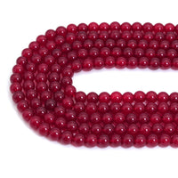 Red Jade Round Smooth Beads, Sku#U2220