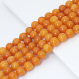 Orange Jade Round Smooth Beads, Sku#U2227