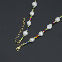 Freshwater Pearl with Colorful Beads Necklace , Sku#L735