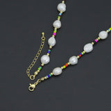 Freshwater Pearl with Colorful Beads Necklace , Sku#L735