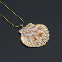 Large Natural Shell Pendant  Necklace , Sku#L741