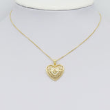 CZ Gold Filigree Fe Heart Charm, Sku#LK912