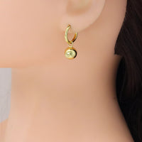 Silver Gold Dangle Ball Hoop Earrings, Sku#LX635
