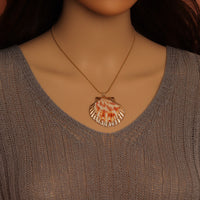 Large Natural Shell Pendant  Necklace , Sku#L741