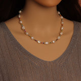 Freshwater Pearl with Colorful Beads Necklace , Sku#L735