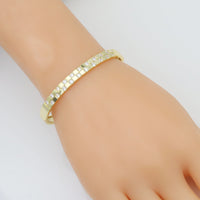 Gold Silver CZ Checkboard Patten Bracelet, Sku#ML80