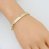 Gold Silver CZ Checkboard Patten Bracelet, Sku#ML80