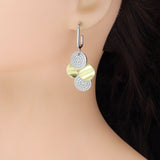 Gold Silver Dual color Disc Statement Earrings, Sku#LX829