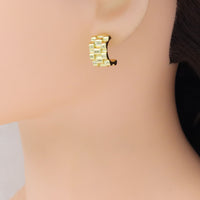 Gold Silver Chain Link Watch Strap Huggie Earrings, Sku#ML79