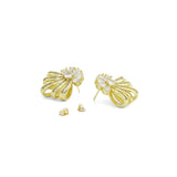 Baguette CZ Drop Flower Shape Stud Earrings, Sku#LX825