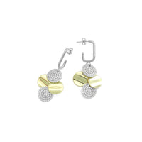 Gold Silver Dual color Disc Statement Earrings, Sku#LX829