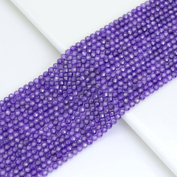 Dark Purple CZ Round Faceted Beads, Sku#U1869
