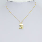 Gold Key Book Dolphin bakery mixer mechine Charm Pendant, Sku#Y1056