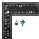 Colorful Enamel Strawberry Coconut Tree Shape Charm Pendant, Sku#LD756