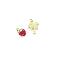 Colorful Enamel Strawberry Coconut Tree Shape Charm Pendant, Sku#LD756