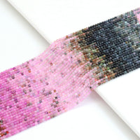 2mm Geniune Multicolor Tourmaline Round Faceted Beads, Sku#U1843