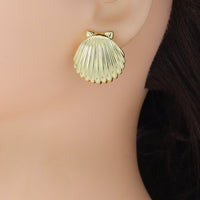 Shell Shape Stud Earrings, Sku#L739