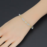 Natural Aquamarine Gold Hematite Stretchy Bracelet, Sku#EF644