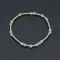 Natural Aquamarine Gold Hematite Stretchy Bracelet, Sku#EF644