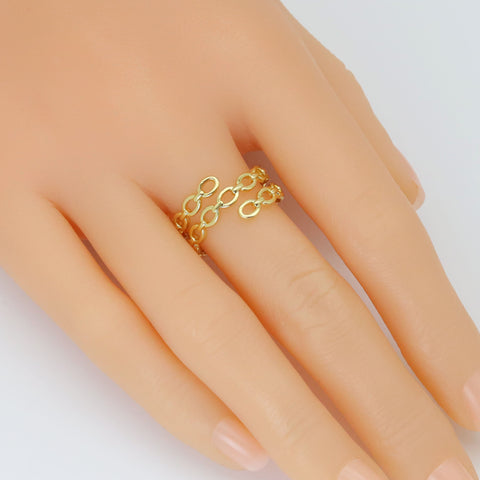 Gold Silver Oval Link Adjustable Wrap Ring, Sku#A289