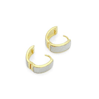 Dual Color Oval Band Hoop Earrings, Sku#LX836