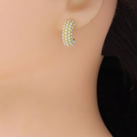 Multiline Pearl C Hoop Earrings, Sku#A291