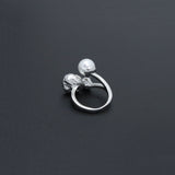 Silver Hammered Square with Pearl Adjustable Ring, Sku#ZX211
